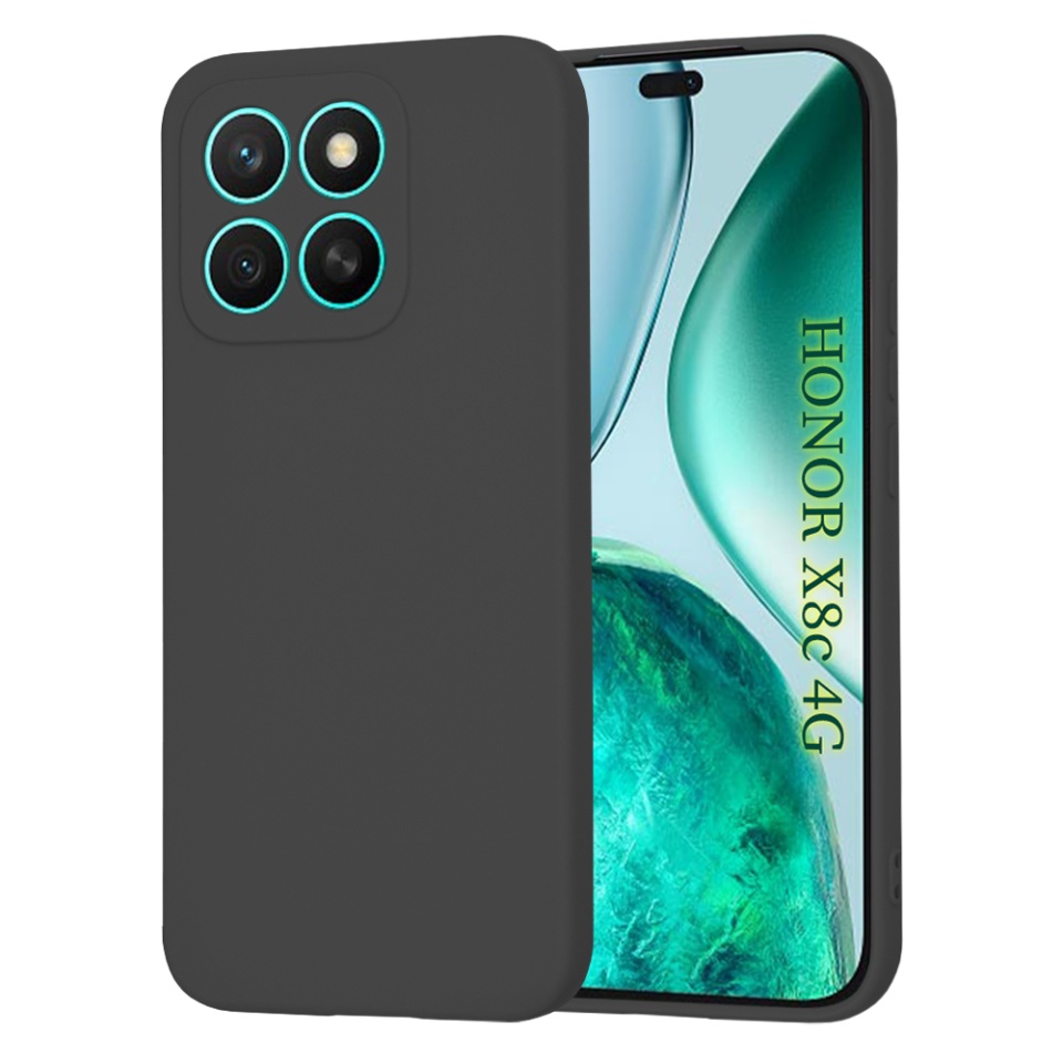 Husa pentru Honor X8c, SKYDDAR INNOVATION, SoftElegance din Silicon Catifelat, set cu sticker, Negru