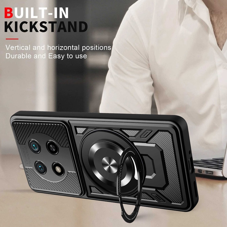 Husa pentru Honor X9c / Magic7 Lite, SKYDDAR INNOVATION, RuggedCam, Inel magnetic antisoc, set cu sticker, Albastru - 2 | YEO