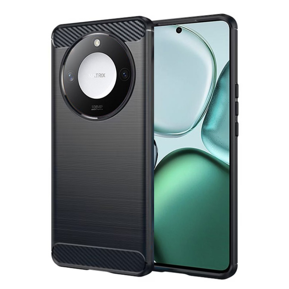 Husa pentru Honor X9c Smart din Silicon Premium, Slim, cu textura Fibra Carbon - Negru
