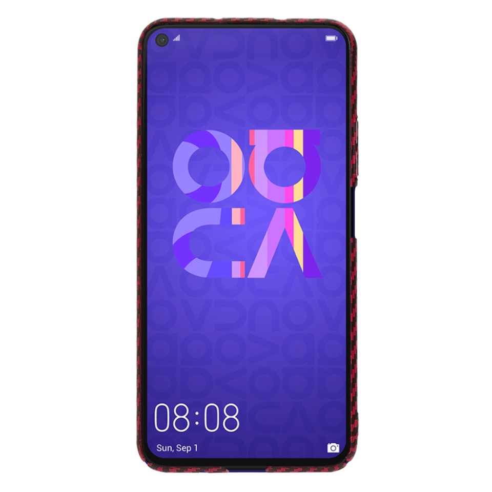 Husa pentru Huawei Nova 5T / Honor 20, Finisaj Premium cu Textura de Carbon, Design Elegant, SKDR CarbonFlex - Rosu - 1 | YEO