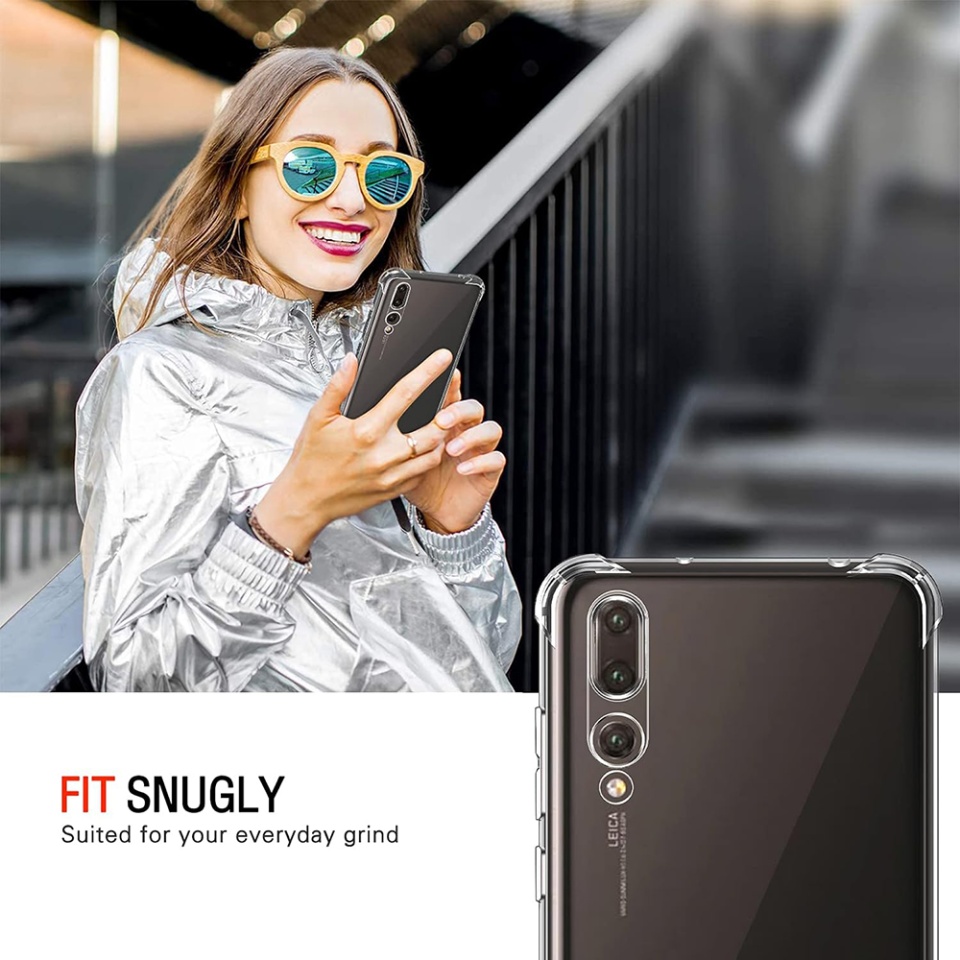 Husa pentru Huawei P20 Pro , SKYDDAR INNOVATION, Shockproof Clear din Silicon Slim, Transparenta, set cu sticker - 3 | YEO