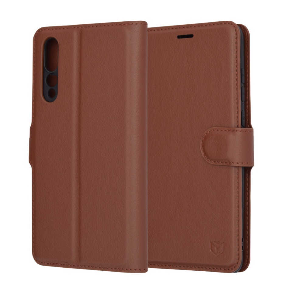 Husa pentru Huawei P20 Pro tip Carte, cu Portofel Interior, Finisaje Premium, SKYDDAR Leather Wallet - Maro