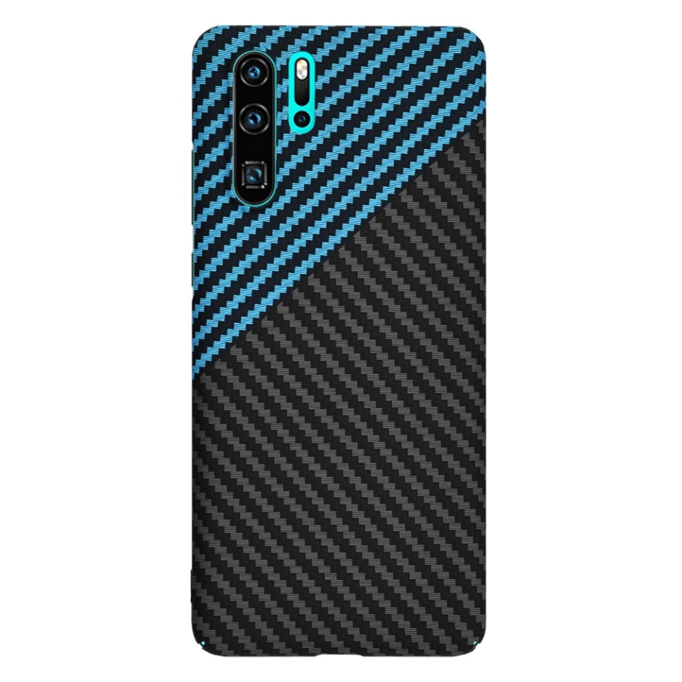 Husa pentru Huawei P30 Pro / P30 Pro New Edition, SKYDDAR INNOVATION, textura carbon, Carbonite FiberShell, set cu sticker, Bleu, - 2 | YEO