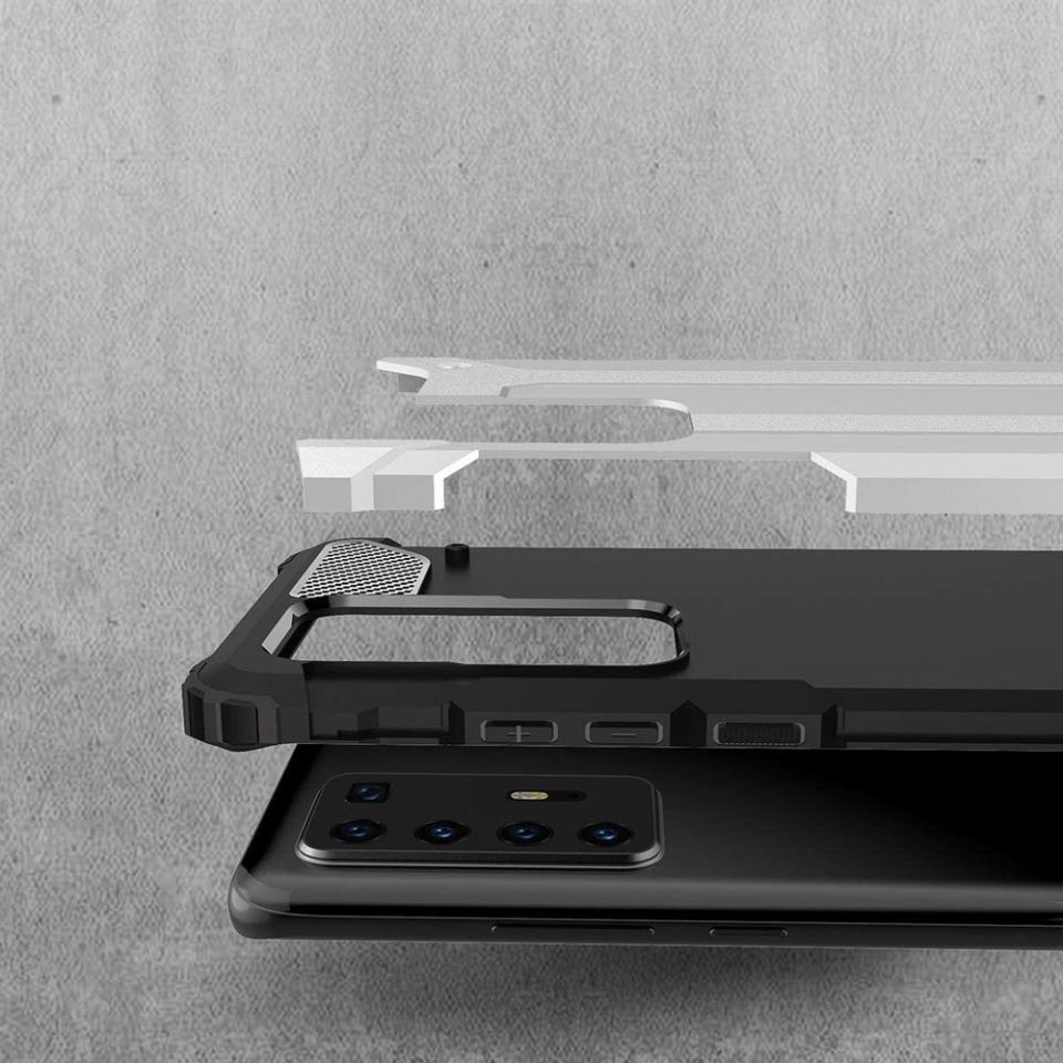 Husa pentru Huawei P40 Pro, SKYDDAR INNOVATION, Hybrid Armor, din Plastic Dur, Margini Cauciucate, Antisoc, set cu sticker, Negru - 3 | YEO
