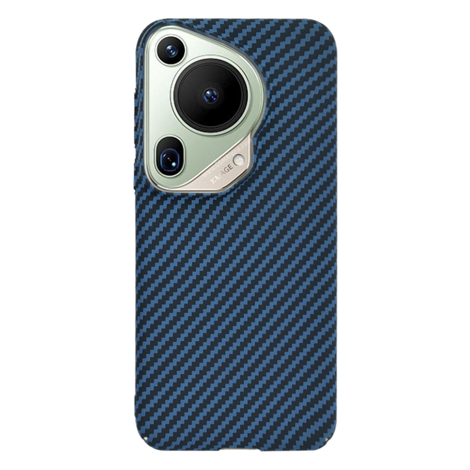 Husa pentru Huawei Pura 70 Ultra, Finisaj Premium cu Textura de Carbon, Design Elegant, SKDR CarbonFlex - Cyan - 3 | YEO