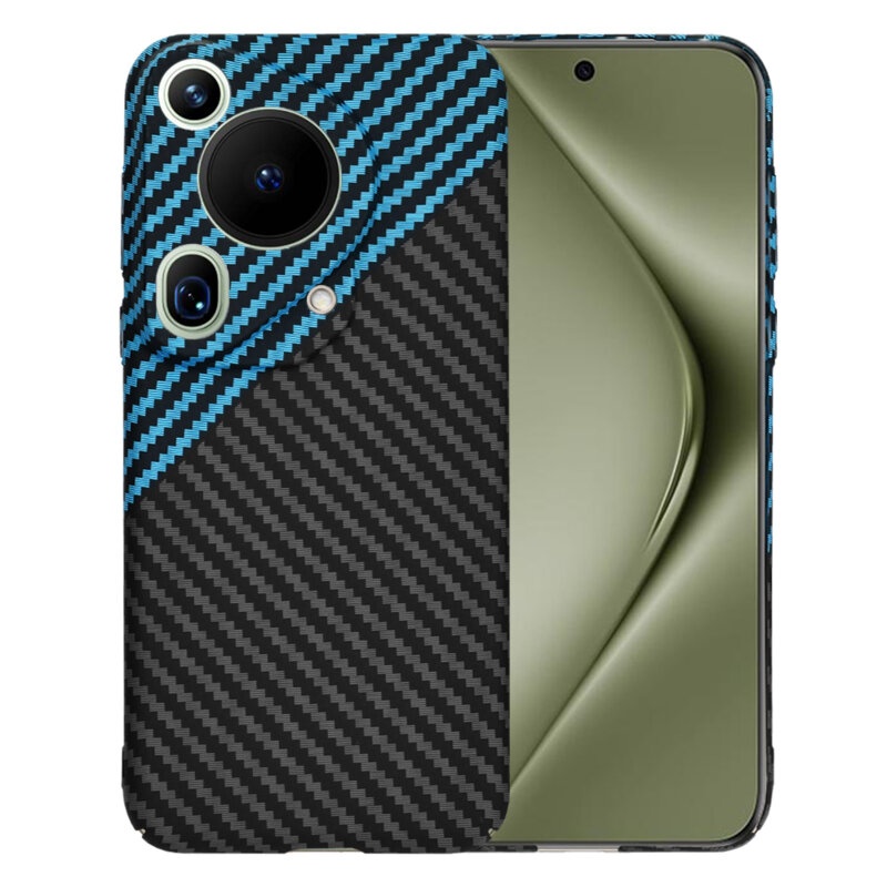 Husa pentru Huawei Pura 70 Ultra, Finisaj Premium cu Textura de Carbon, Design Elegant, SKDR CarbonFlex - Bleu