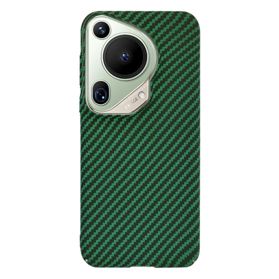 Husa pentru Huawei Pura 70 Ultra, SKYDDAR INNOVATION, textura carbon, Carbonite FiberShell, set cu sticker, Verde, - 2 | YEO