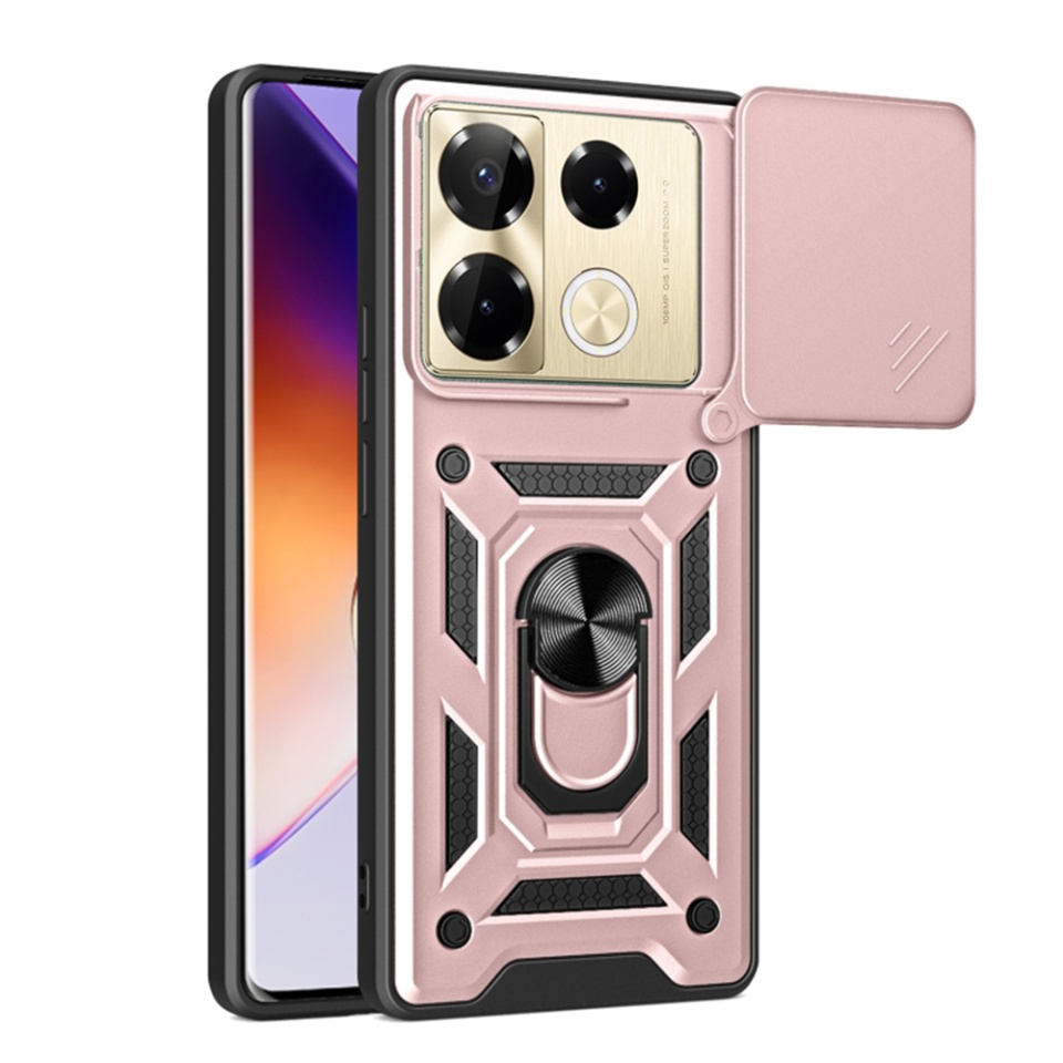 Husa pentru Infinix Note 40 Pro 4G cu inel magnetic si protectie camera Skyddar CamShield - Roz