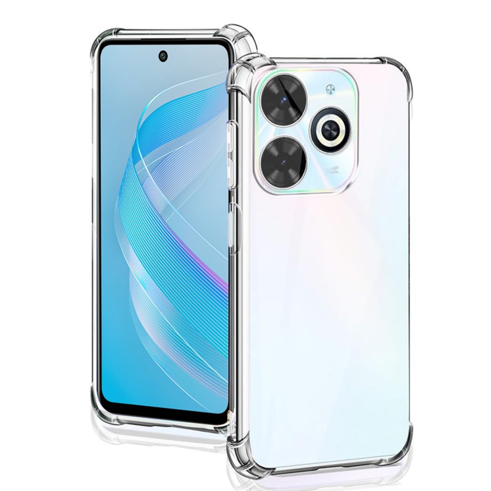 Husa pentru Infinix Smart 8 , SKYDDAR INNOVATION, Shockproof Clear din Silicon Slim, Transparenta, set cu sticker