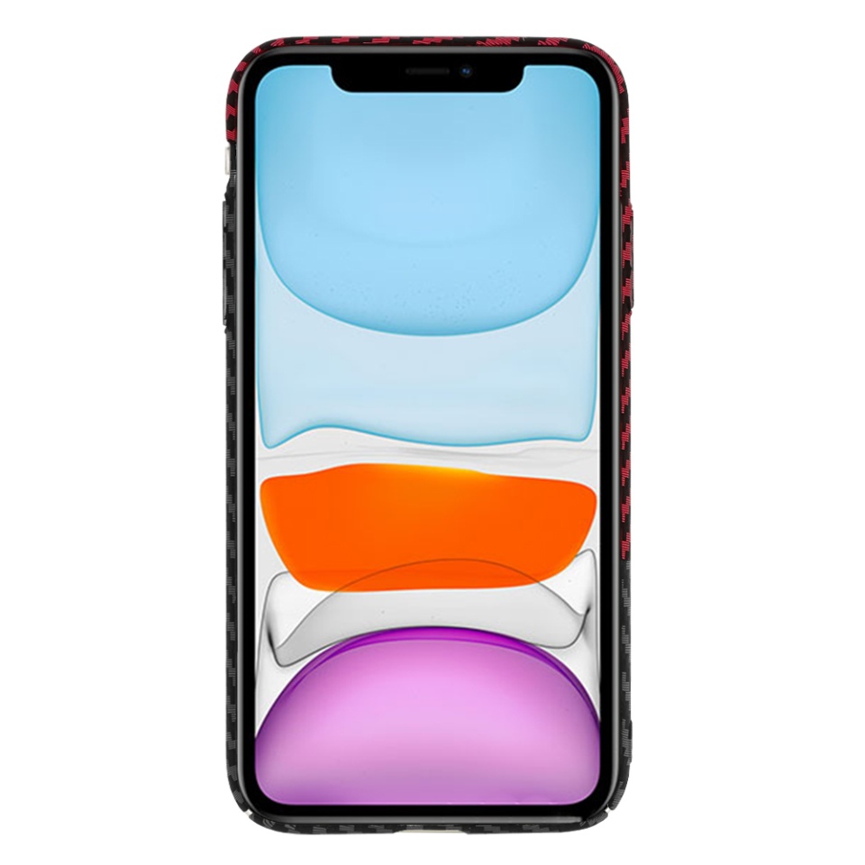 Husa pentru iPhone 11, Finisaj Premium cu Textura de Carbon, Design Elegant, SKDR CarbonFlex - Rosu inchis - 2 | YEO