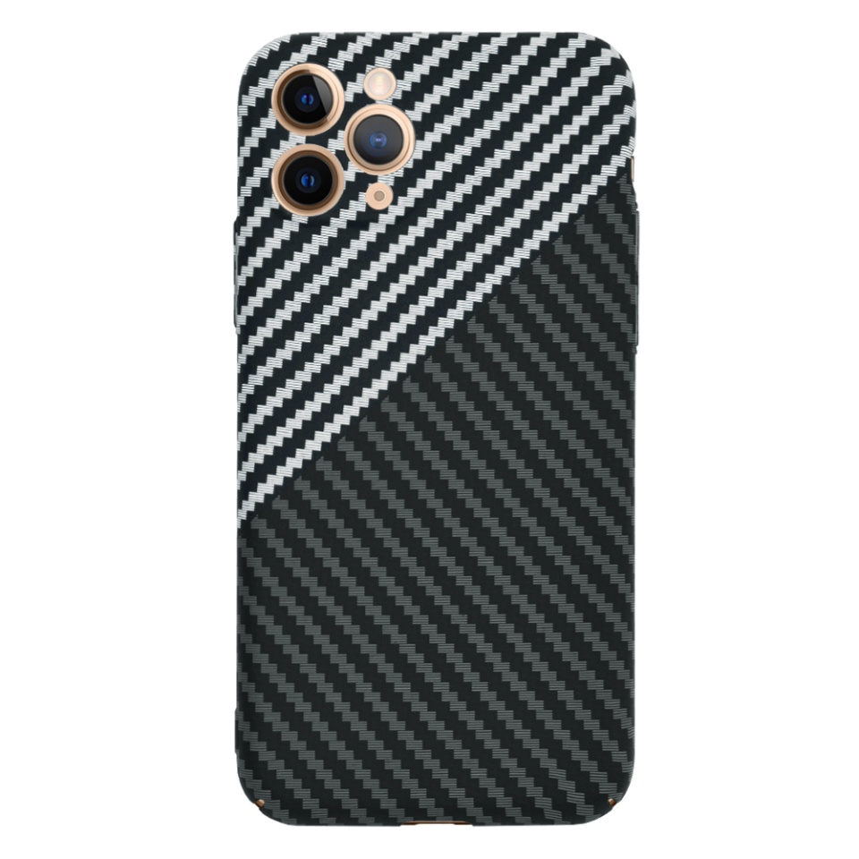 Husa pentru iPhone 11 Pro, Finisaj Premium cu Textura de Carbon, Design Elegant, SKDR CarbonFlex - Gri - 1 | YEO
