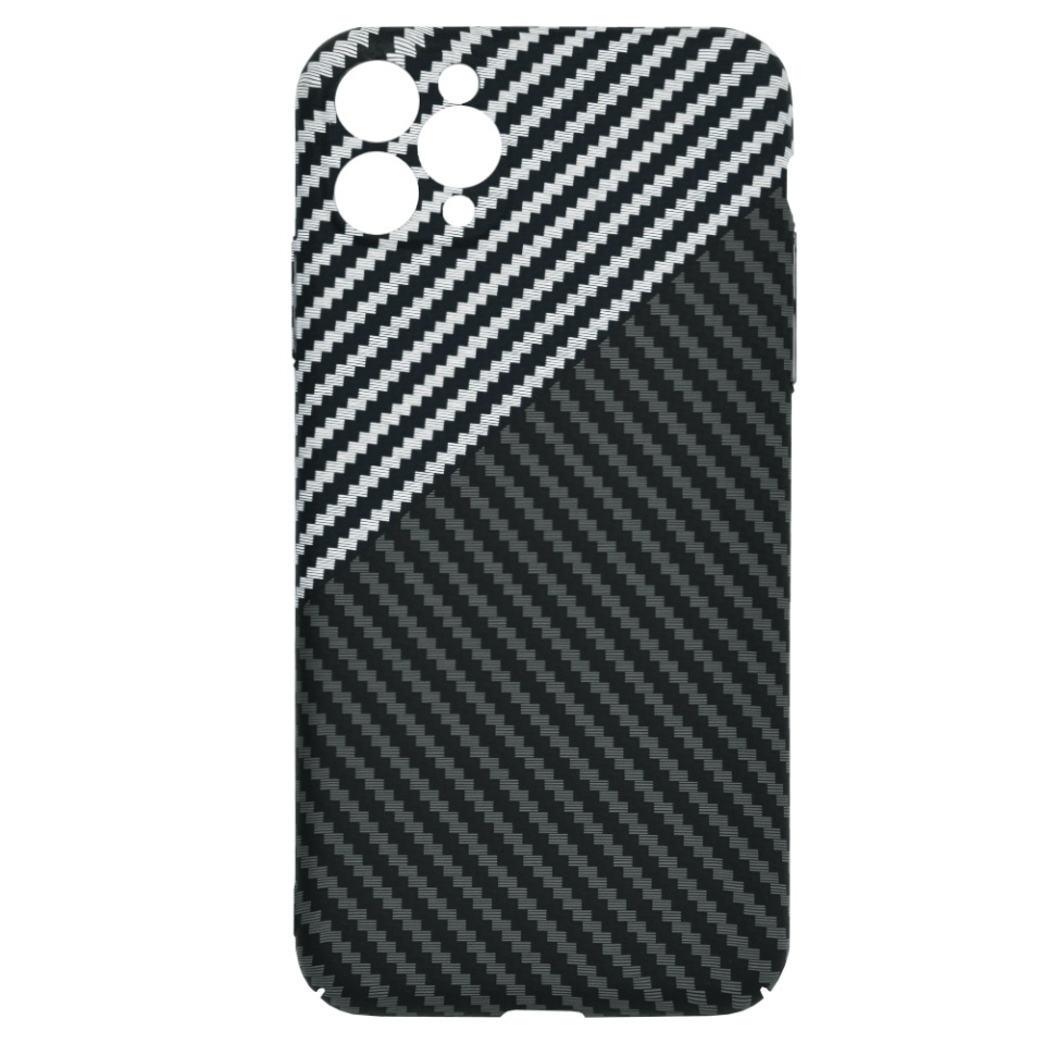 Husa pentru iPhone 11 Pro Max, SKYDDAR INNOVATION, textura carbon, Carbonite FiberShell, set cu sticker, Gri, - 2 | YEO