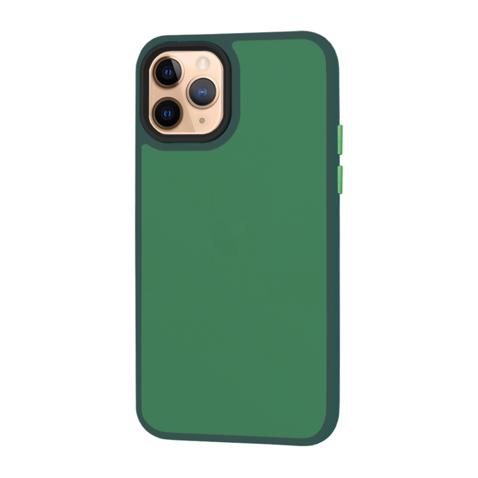 Husa pentru iPhone 11 Pro, SKYDDAR INNOVATION, HaloFrost, AntiSoc, Verde inchis, set cu sticker - 1 | YEO