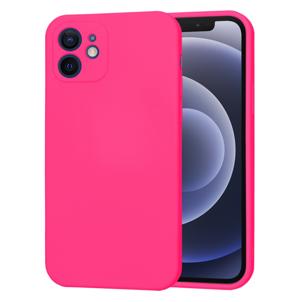 Husa pentru iPhone 12 din Silicon Catifelat, Protectie Premium, Skyddar SoftElegance MagSafe - Fucsia
