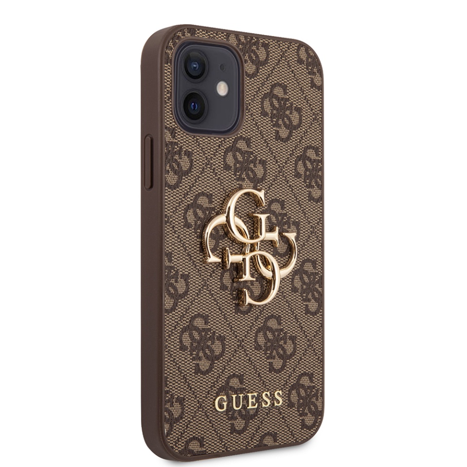 Husa pentru iPhone 12, Guess Hardcase 4G Big Metal Logo, Protectie Slim, Compatibila, Maro - 3 | YEO