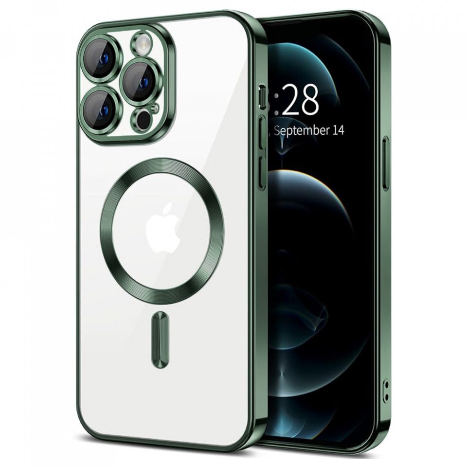 Husa pentru iPhone 12 Pro cu Magsafe integrat, SKYDDAR Luxury Shield - Verde inchis