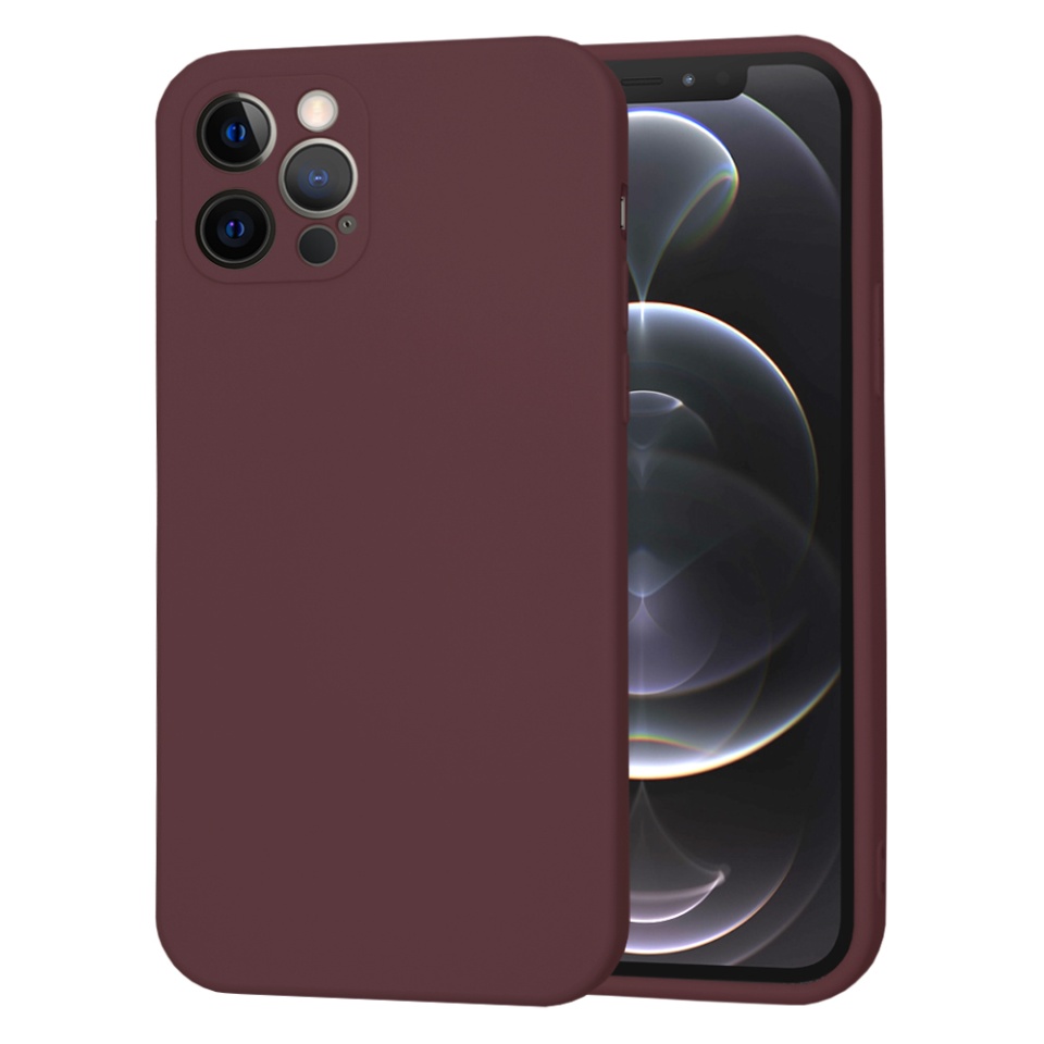 Husa pentru iPhone 12 Pro din Silicon Catifelat, Protectie Premium, Skyddar SoftElegance MagSafe - Bordo