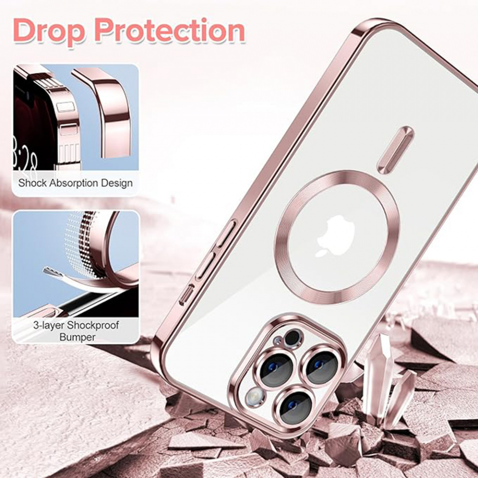 Husa pentru iPhone 12 Pro Max cu Magsafe integrat, SKYDDAR Luxury Shield - Roz - 2 | YEO