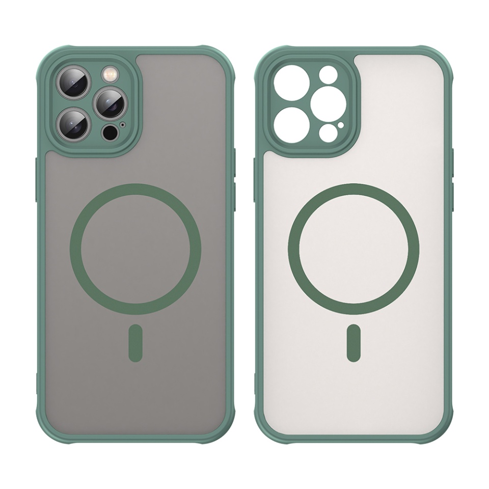 Husa pentru iPhone 12 Pro Max, SKYDDAR INNOVATION, HaloFrost MagSafe II, Antisoc, set cu sticker, Verde - 1 | YEO