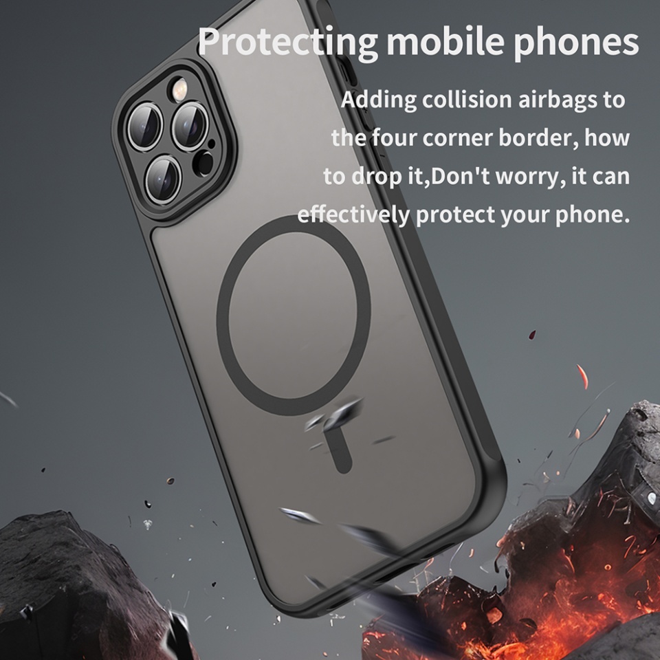 Husa pentru iPhone 12 Pro Max, SKYDDAR INNOVATION, HaloFrost MagSafe II, Antisoc, set cu sticker, Negru - 3 | YEO