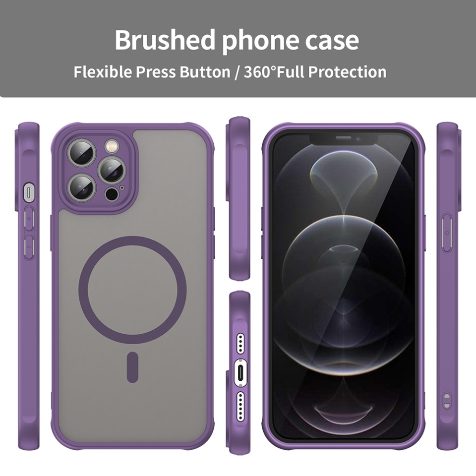 Husa pentru iPhone 12 Pro Max, SKYDDAR INNOVATION, HaloFrost MagSafe II, Antisoc, set cu sticker, Mov - 3 | YEO