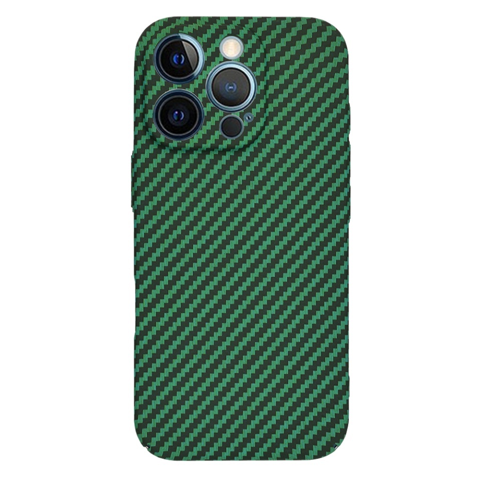Husa pentru iPhone 12 Pro Max, SKYDDAR INNOVATION, textura carbon, Carbonite FiberShell, set cu sticker, Verde, - 2 | YEO