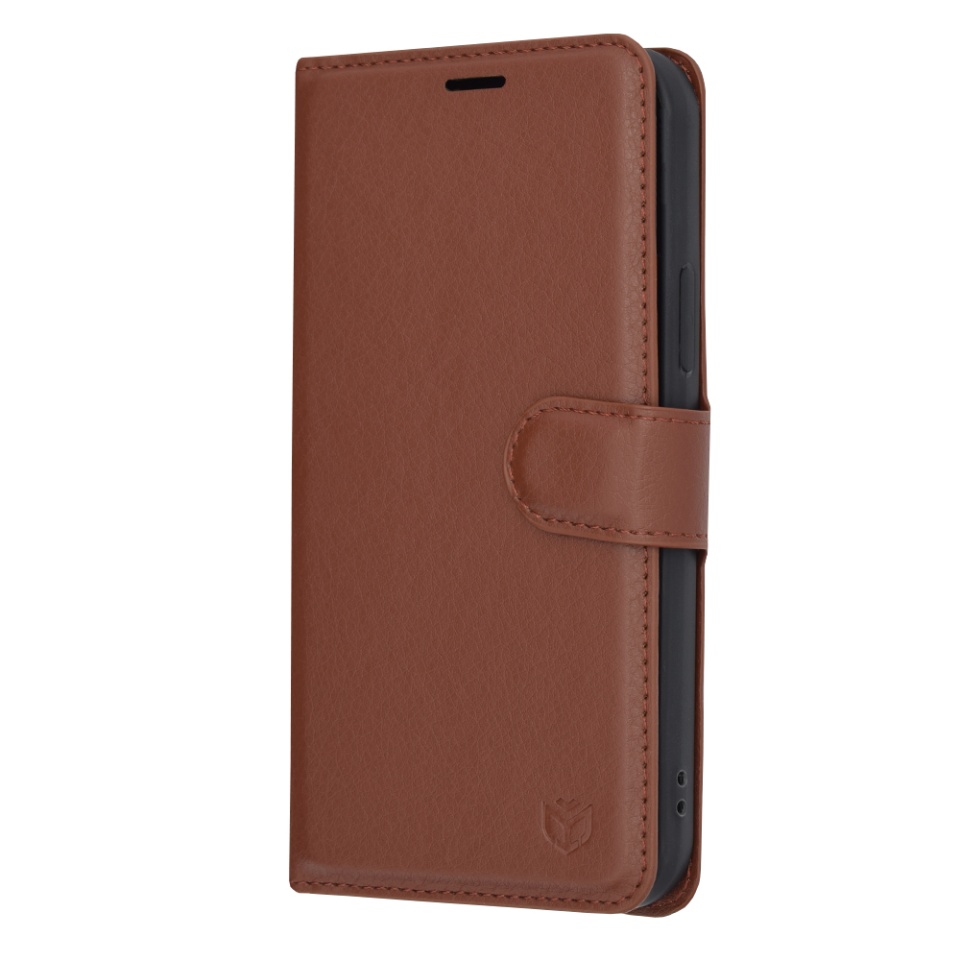 Husa pentru iPhone 12 Pro tip Carte, cu Portofel Interior, Finisaje Premium, SKYDDAR Leather Wallet - Maro - 3 | YEO