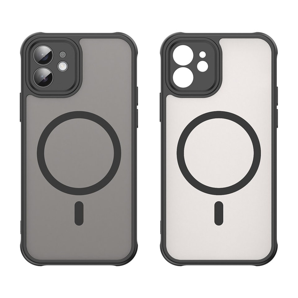 Husa pentru iPhone 12, SKYDDAR INNOVATION, HaloFrost MagSafe II, Antisoc, set cu sticker, Negru - 1 | YEO