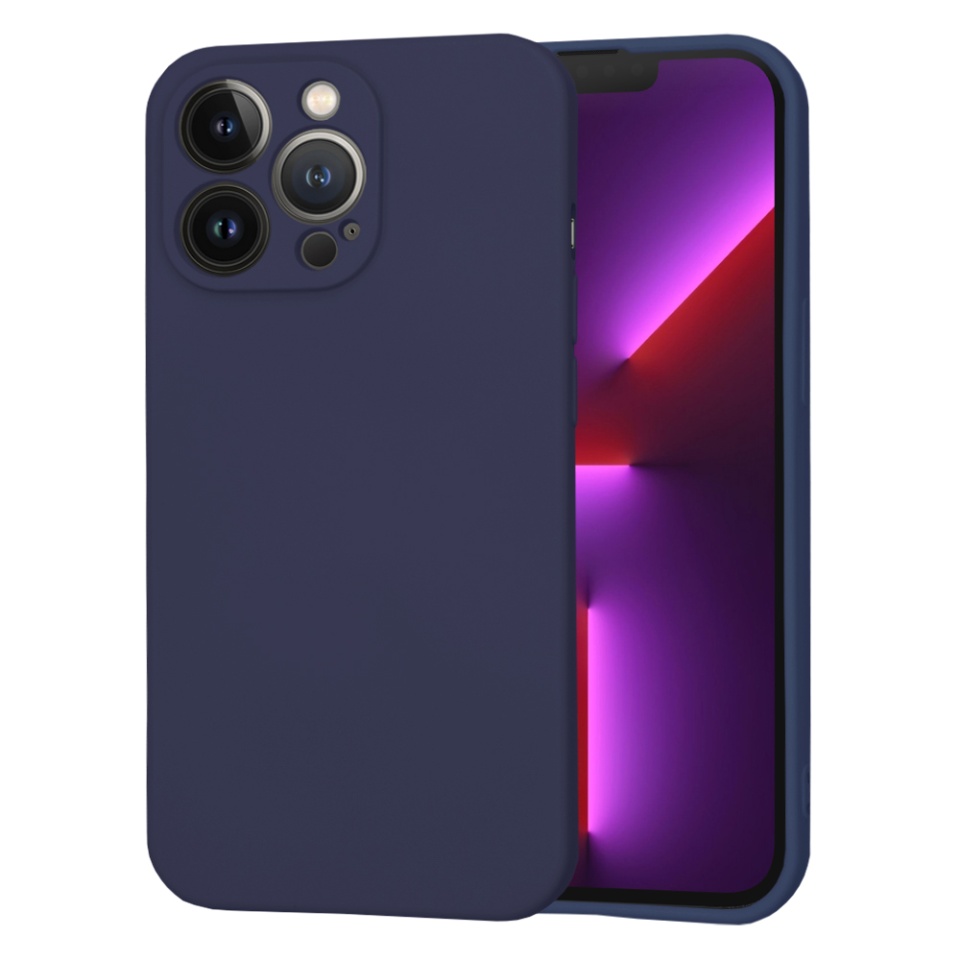 Husa pentru iPhone 13 Pro din Silicon Catifelat, Protectie Premium, Skyddar SoftElegance MagSafe - Bleumarin