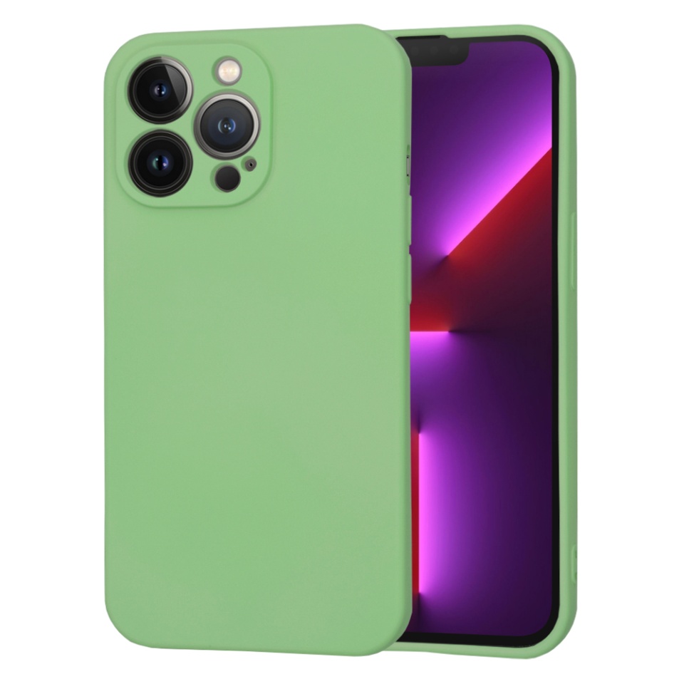 Husa pentru iPhone 13 Pro din Silicon Catifelat, Protectie Premium, Skyddar SoftElegance MagSafe - Verde deschis - 1 | YEO