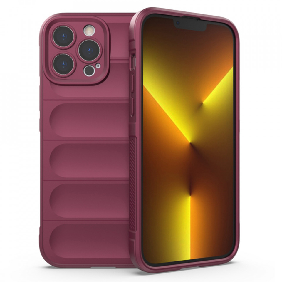 Husa pentru iPhone 13 Pro eleganta, din silicon mat, SKDR Vogue - Bordo