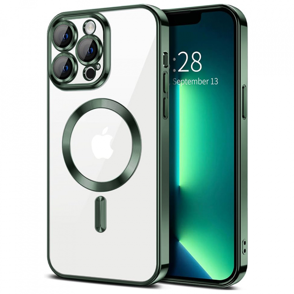 Husa pentru iPhone 13 Pro Max cu Magsafe integrat, SKYDDAR Luxury Shield - Verde inchis