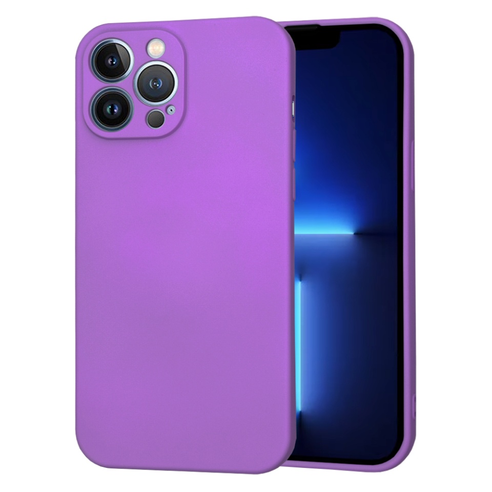 Husa pentru iPhone 13 Pro Max din Silicon Catifelat, Protectie Premium, Skyddar SoftElegance - Mov