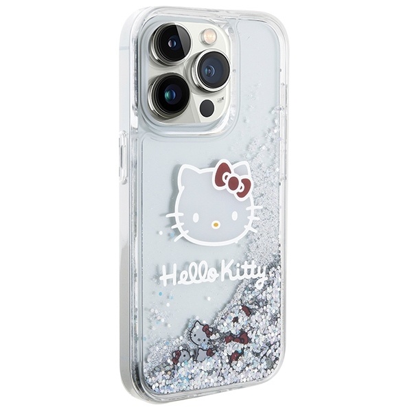 Husa pentru iPhone 13 Pro Max, Hardcase Liquid Glitter, Hello Kitty - Argintiu - 3 | YEO