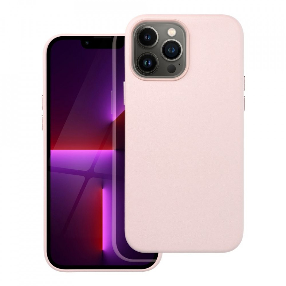 Husa pentru iPhone 13 Pro Max piele ecologica Mag Safe, Skyddar Leather - Roz