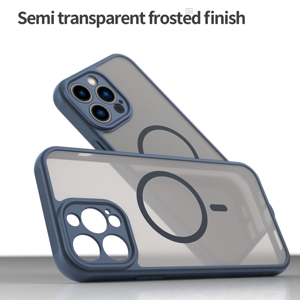 Husa pentru iPhone 13 Pro Max, SKYDDAR INNOVATION, HaloFrost MagSafe II, Antisoc, set cu sticker, Bleumarin - 3 | YEO