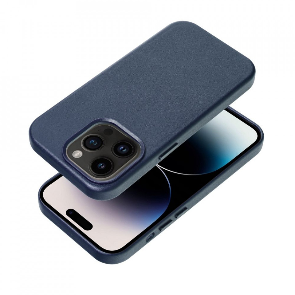 Husa pentru iPhone 13 Pro piele ecologica Mag Safe, Skyddar Leather - Indigo Albastru - 2 | YEO