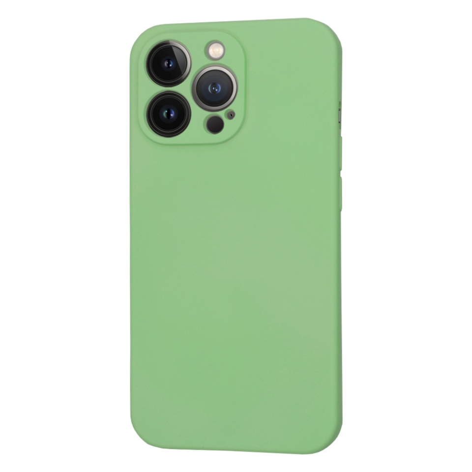 Husa pentru iPhone 13 Pro, SKYDDAR INNOVATION, din Silicon Catifelat, SoftFlex Magsafe, Verde deschis, set cu sticker - 1 | YEO