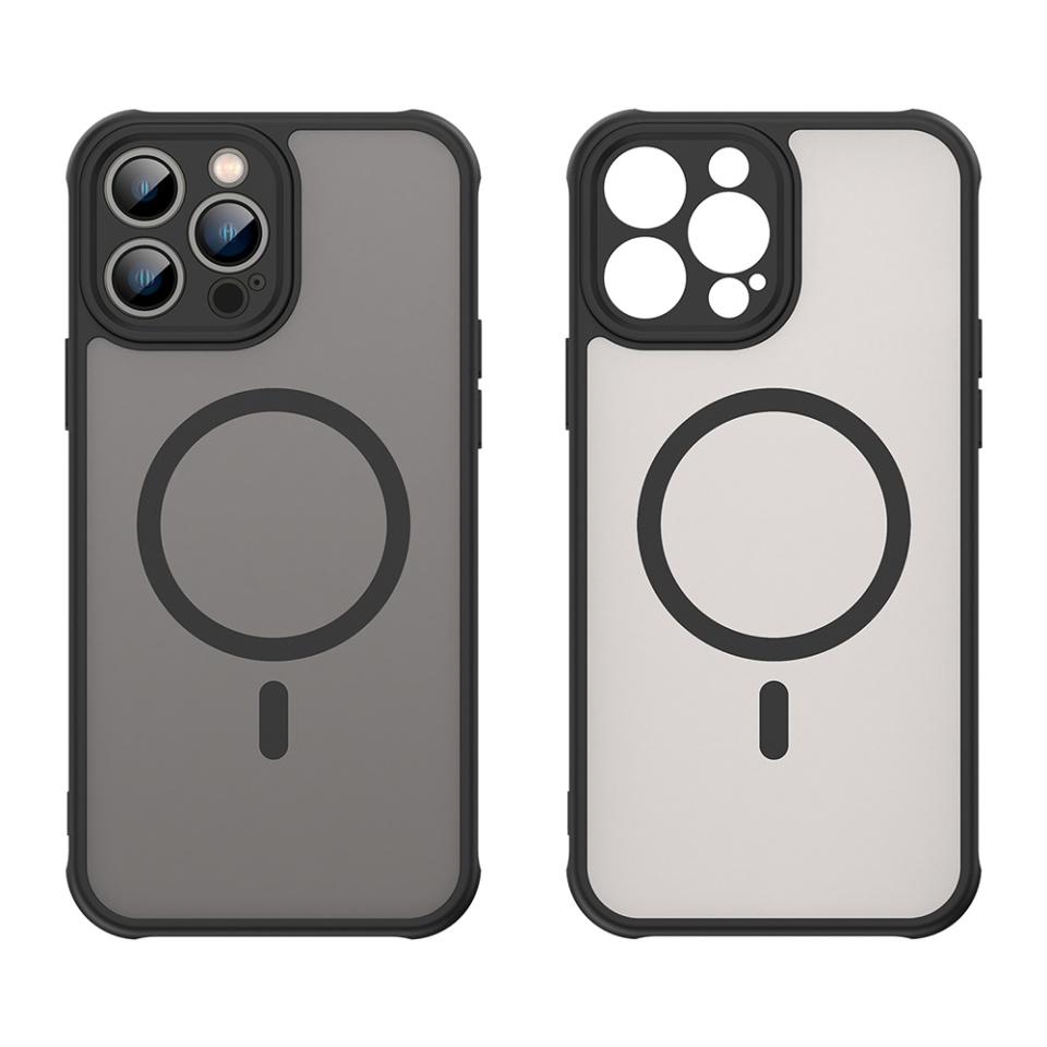Husa pentru iPhone 13 Pro, SKYDDAR INNOVATION, HaloFrost MagSafe II, Antisoc, set cu sticker, Negru - 1 | YEO