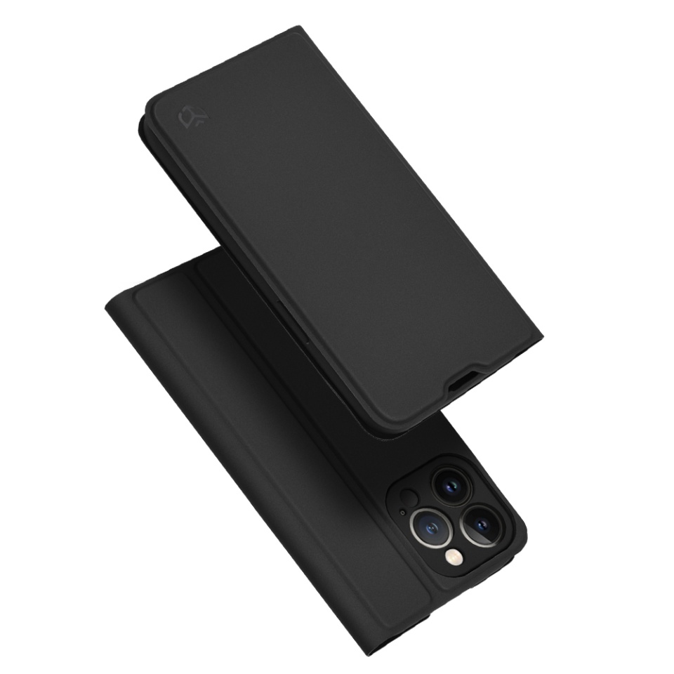 Husa pentru iPhone 13 Pro, SKYDDAR INNOVATION, Magskin Book, tip Carte cu Portofel Interior, set cu sticker, Negru