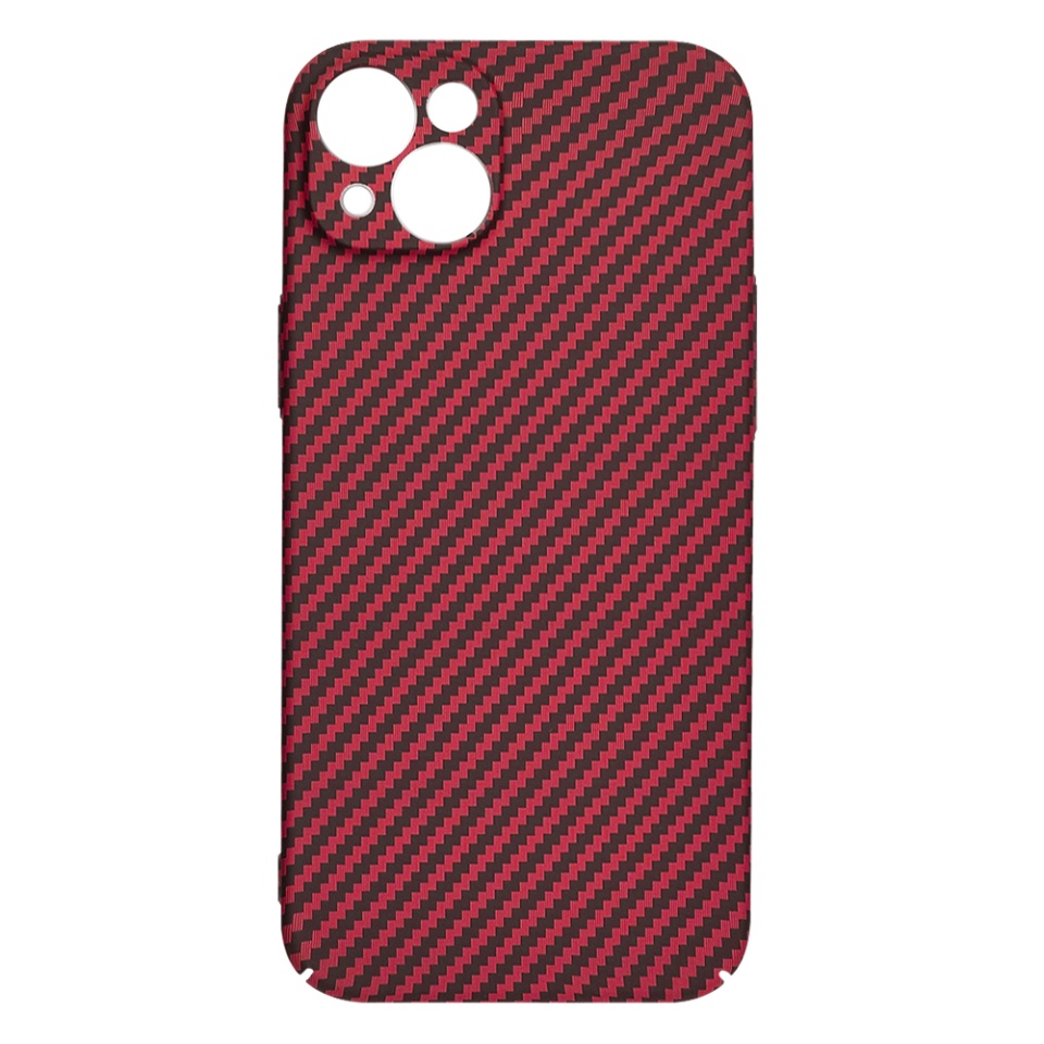 Husa pentru iPhone 13, SKYDDAR INNOVATION, textura carbon, Carbonite FiberShell, Rosu, set cu sticker - 3 | YEO