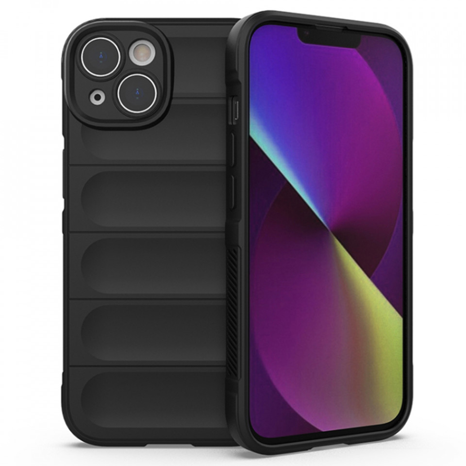 Husa pentru iPhone 14 eleganta, din silicon mat, SKDR Vogue - Negru