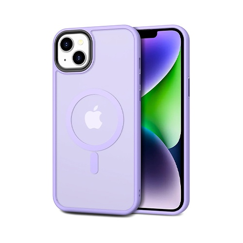 Husa pentru iPhone 14 Magsafe, ce absoarbe intens socurile, Skyddar Frosted - Mov deschis