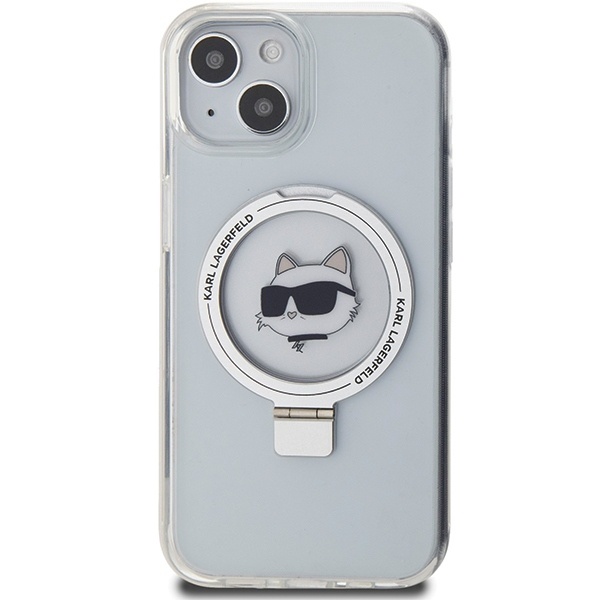 Husa pentru iPhone 14 Plus / 15 Plus, Hardcase Ring Stand MagSafe, Karl Lagerfeld - Alb Choupette Head - 3 | YEO