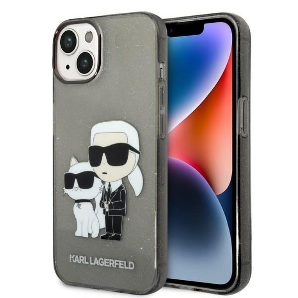 Husa pentru iPhone 14 Plus, Hardcase Glitter, Karl Lagerfeld, Negru