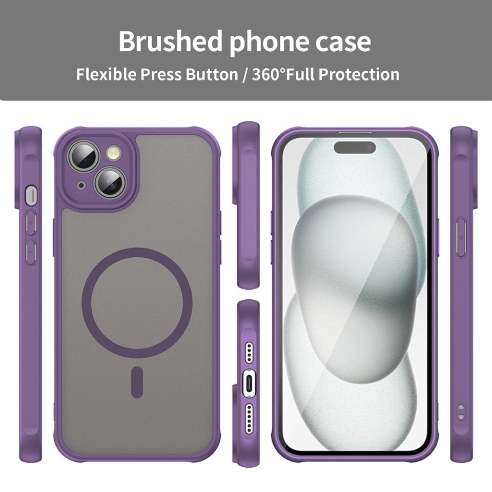 Husa pentru iPhone 14 Plus, SKYDDAR INNOVATION, HaloFrost MagSafe II, Antisoc, set cu sticker, Mov - 3 | YEO