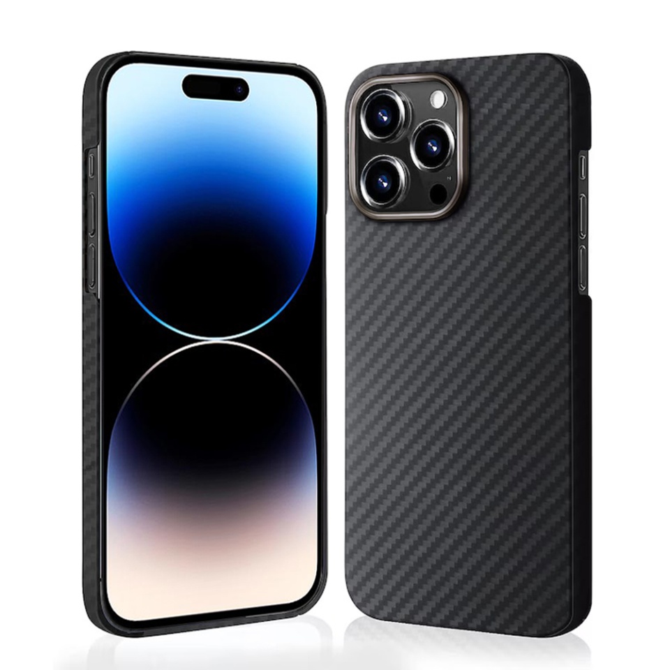 Husa pentru iPhone 14 Pro, Antisoc, SKYDDAR INOVATION, Aramid Fibe Magsafe, set cu sticker, Negru
