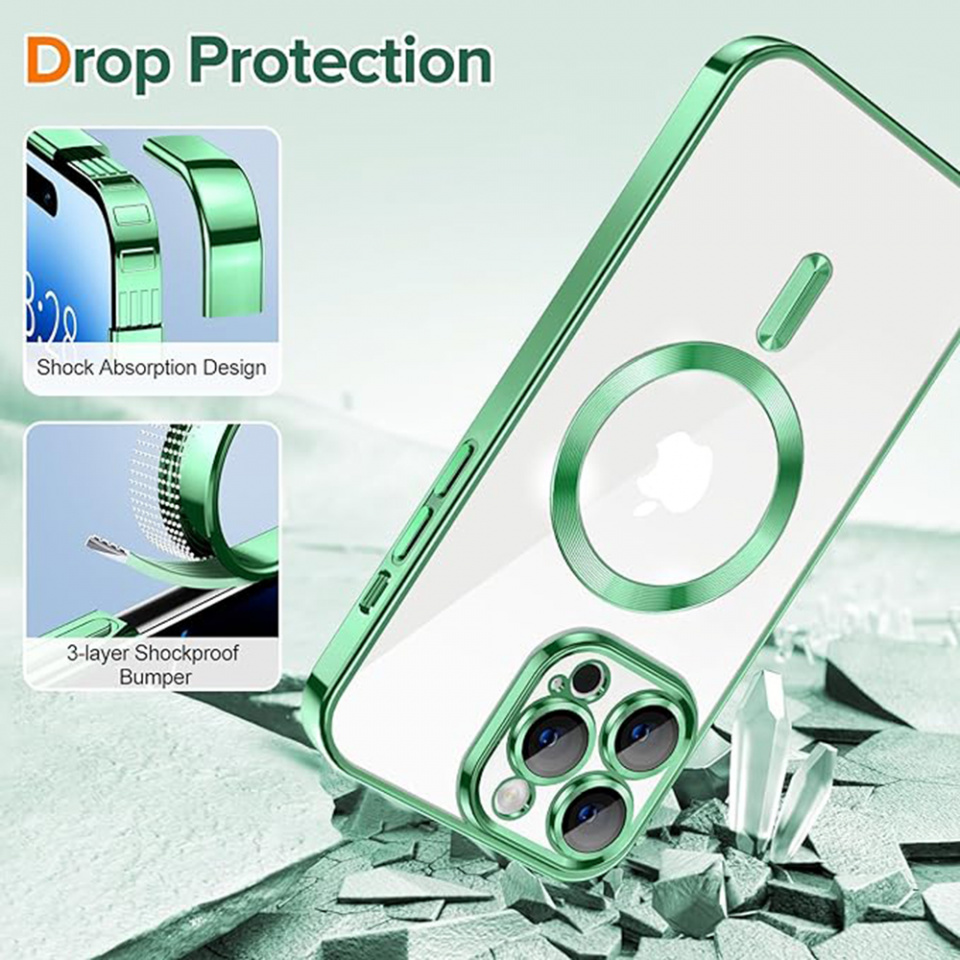 Husa pentru iPhone 14 Pro cu Magsafe integrat, SKYDDAR Luxury Shield - Verde deschis - 2 | YEO