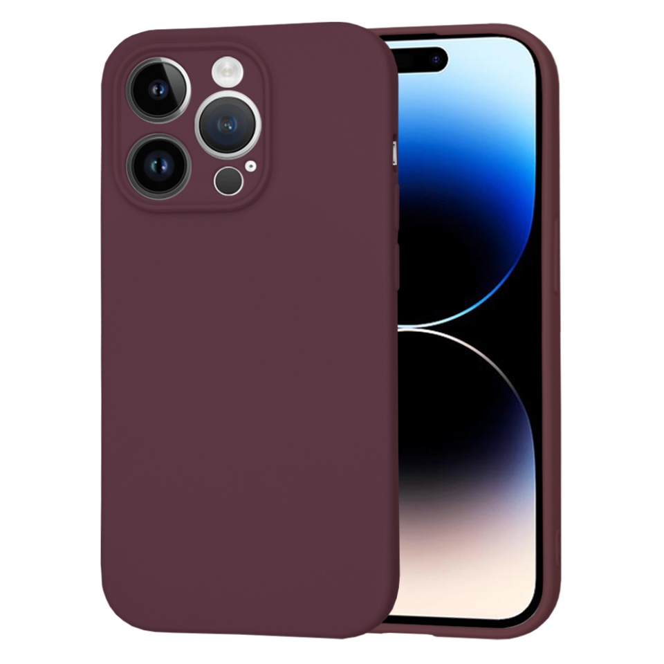 Husa pentru iPhone 14 Pro din Silicon Catifelat, Protectie Premium, Skyddar SoftElegance - Bordo