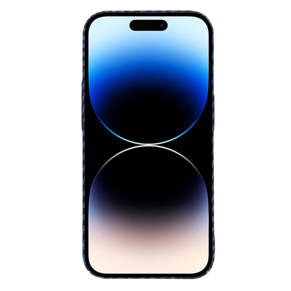 Husa pentru iPhone 14 Pro, Finisaj Premium cu Textura de Carbon, Design Elegant, SKDR CarbonFlex - Cyan - 1 | YEO